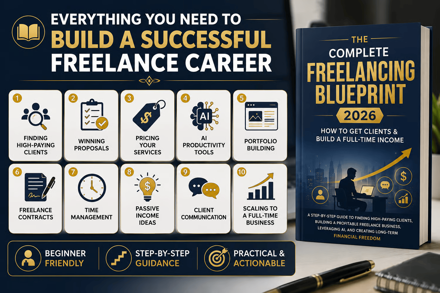 The Complete Freelancing Blueprint 2026 – 250+ Page Guide, Client Templates & AI Tools Bundle